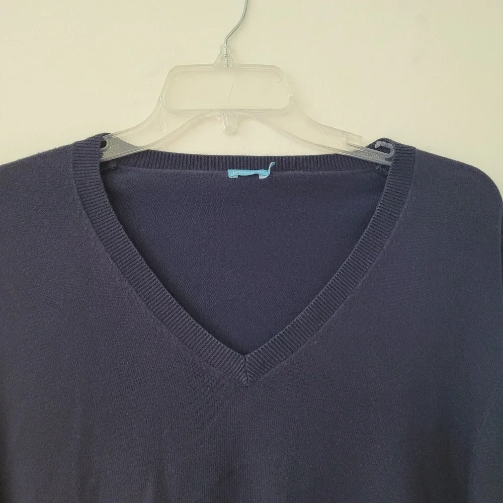 J McLaughlin Mens Navy Blue V Neck Long Sleeve‎ Sweater XL Cotton Blend Casual
